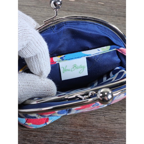 Vera Bradley Floral Coin Purse Kiss Lock Clutch 4x5 - Picture 9 of 15